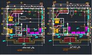 پلان معماری اسکلت بتنی (2 طبقه) به ابعاد 11.65*15.45