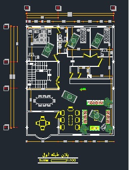 پلان معماری اسکلت فلزی (4 طبقه) ابعاد 12*14